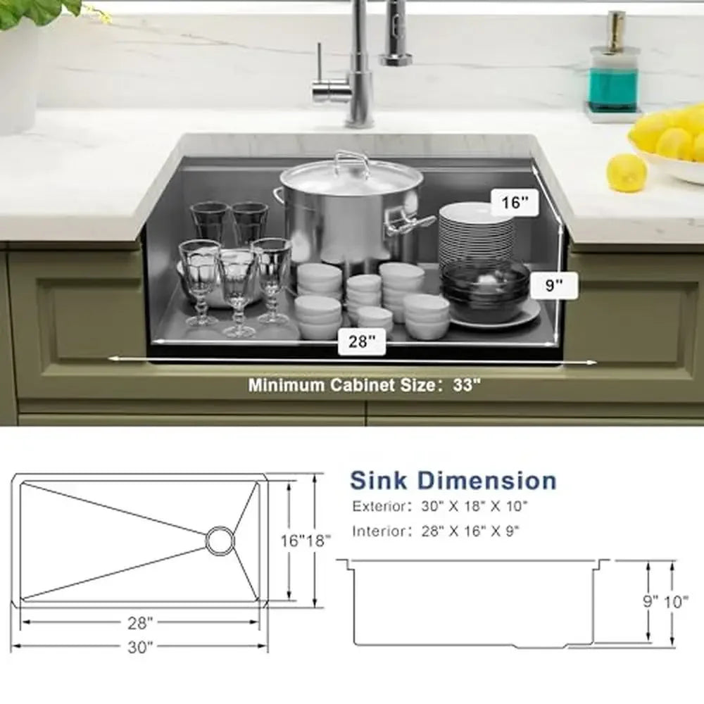 XMSJ Undermount Stainless Steel Kitchen Sink Workstation