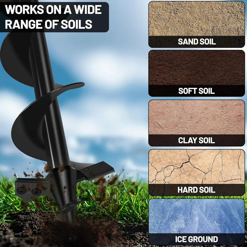 Post Hole Auger Drill Bit For Garden 101 Millimeters Spiral Blade Heavy Duty
