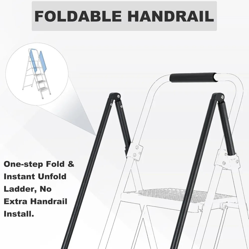 CHENGWEI 5 Step Ladder With Handrails Foldable Aluminum
