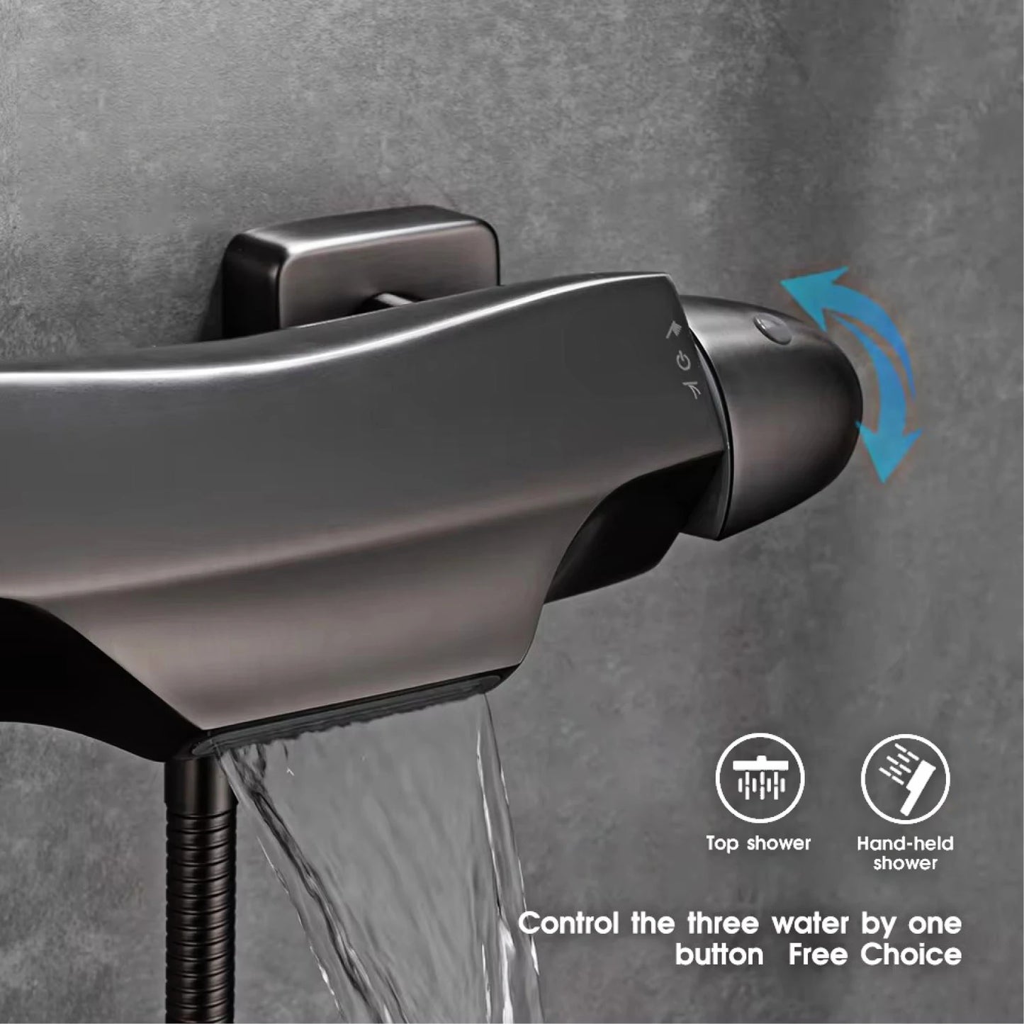 Luxury brass Gold bathroom faucet with simple constant temperature design Dual control of Hot & Cold 2 function bathtub Mixer