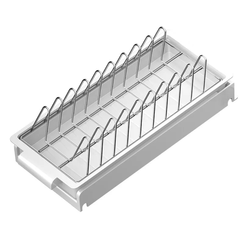 None Kitchen Pull Out Dish Rack With Drainboard Cabinet Organizer