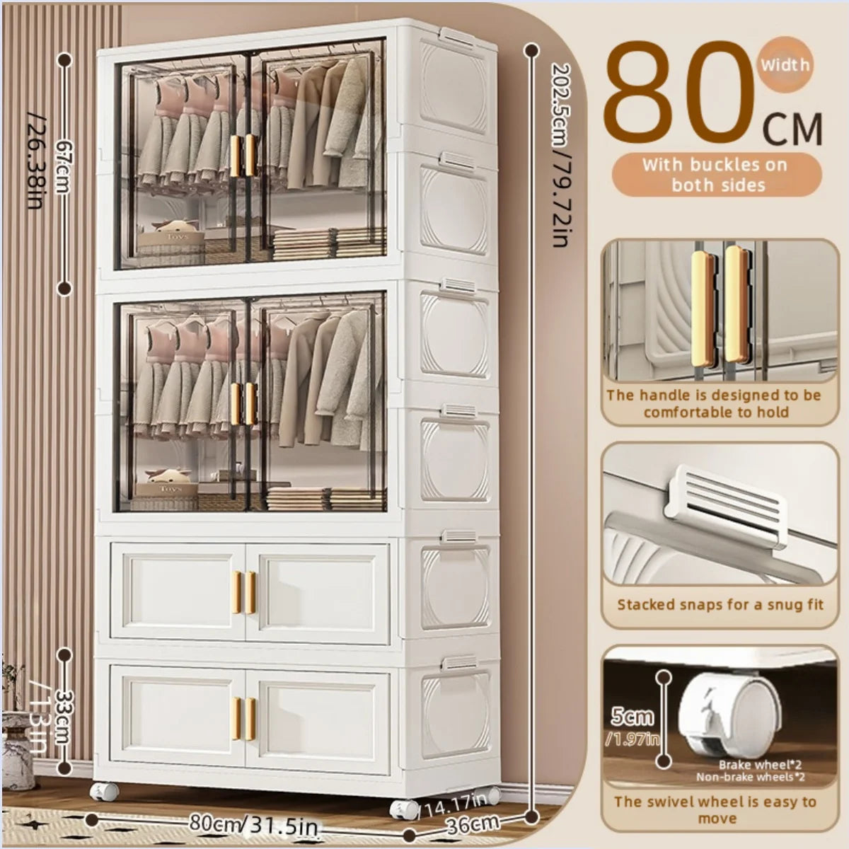 NONECN Foldable Plastic Storage Box For Bedroom Closet