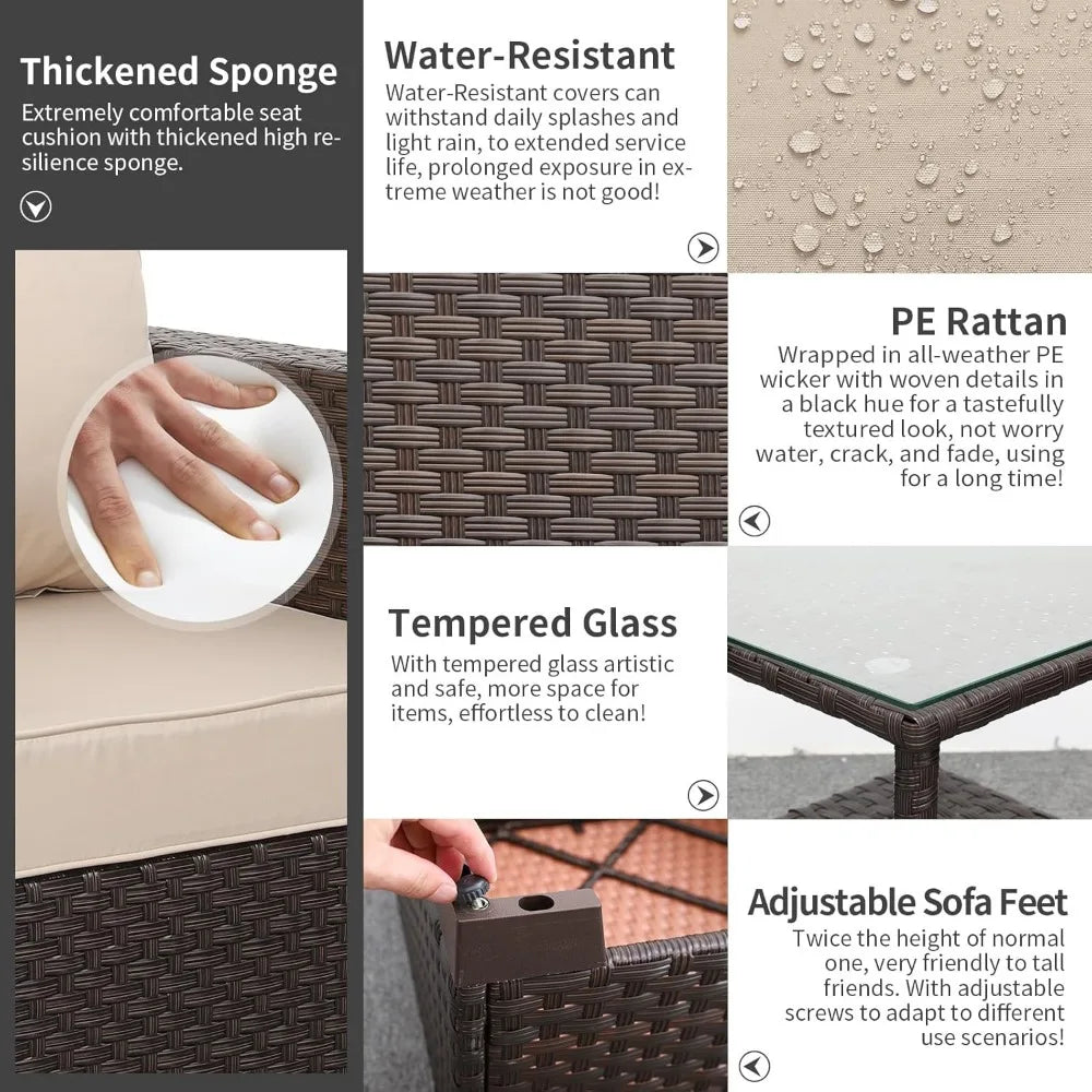 Outdoor Furniture Club Chair Set With Glass End Table