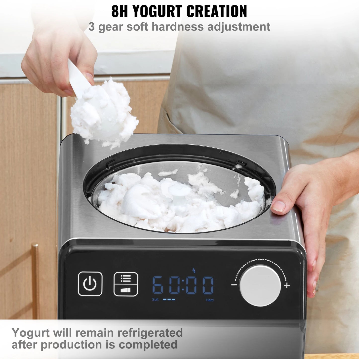 VEVOR Upright Automatic Ice Cream Maker With Built In Compressor