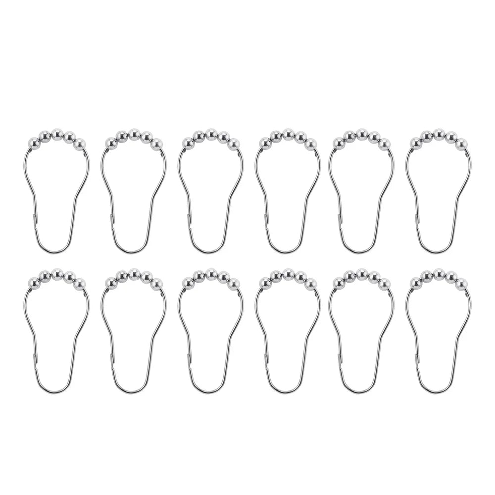 13 Piece Shower Curtain Set with Hooks Black White Pinstripes 72x72 Polyester Washable Bathroom Decor Easy Care