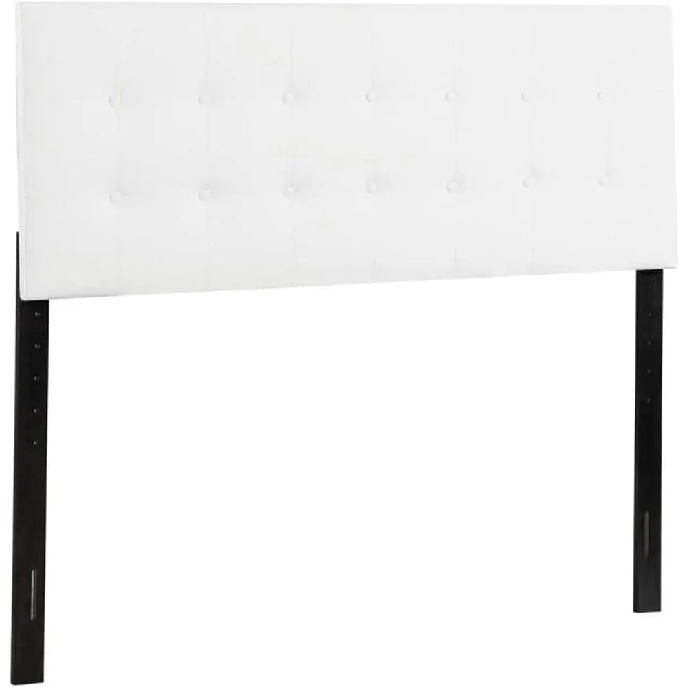 Adjustable Height White Faux Leather Headboard, Mountable to Bed or Wall, Modern Style for Bedroom