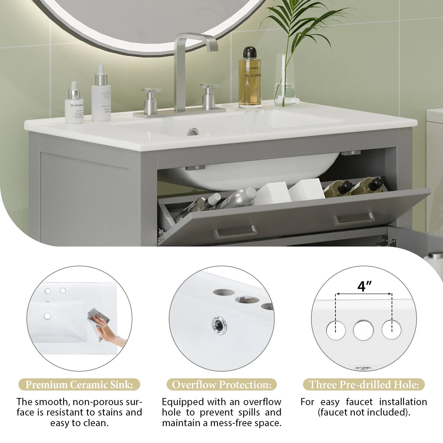 Sh.Kl Modern Double Vanity Set With Ceramic Sinks Included