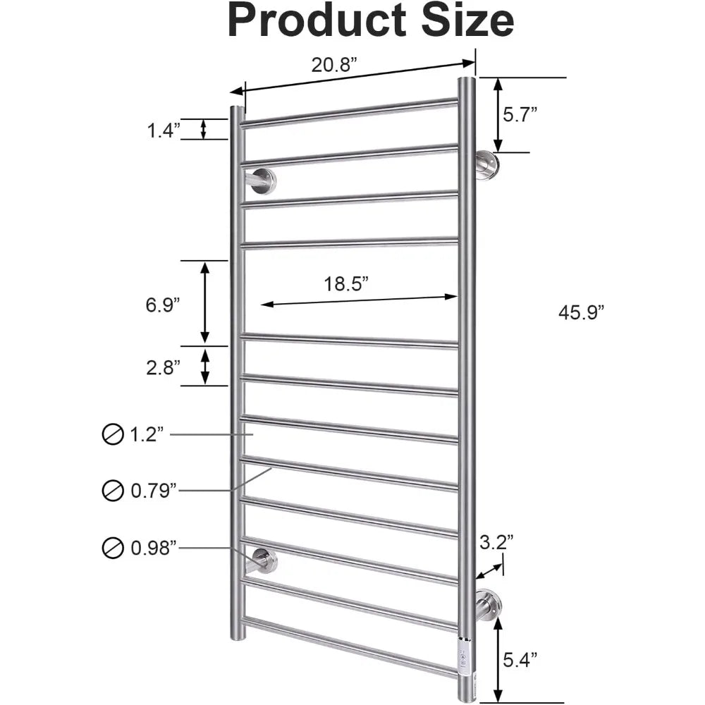 RBXC Towel Warmer Wall Mounted Heated Rack With Timer