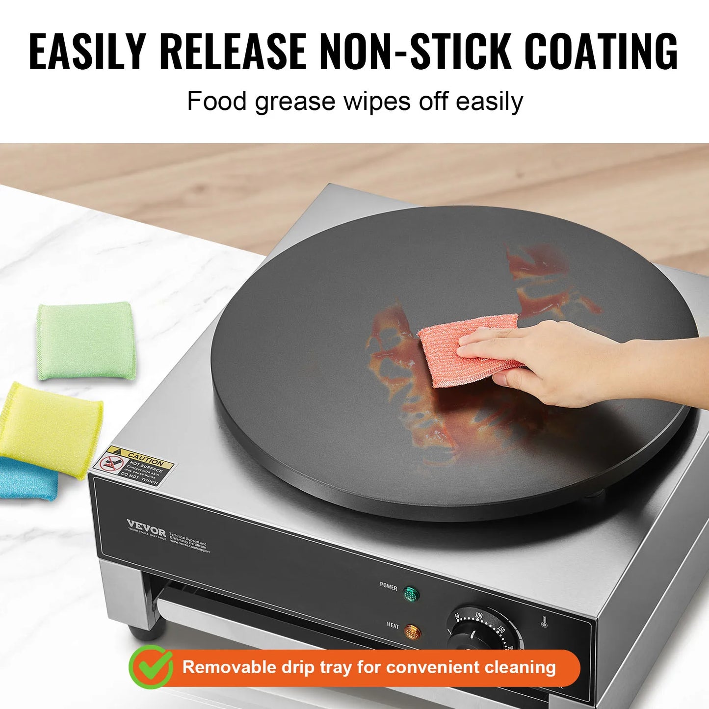 SucceBuy Electric Crepe Maker Nonstick Flat Plate Griddle