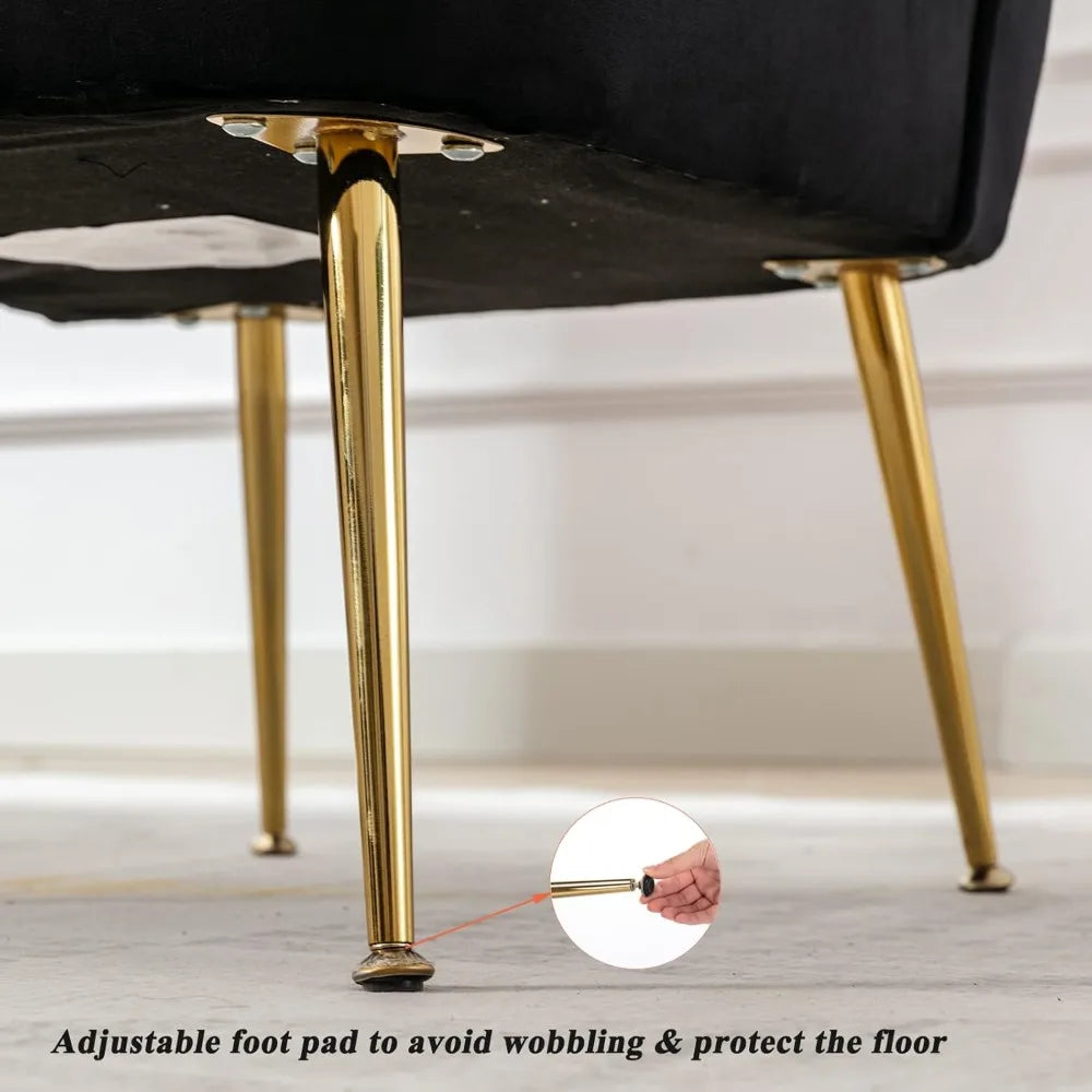 Modern Velvet Wingback Chair Set Of 2 With Gold Legs