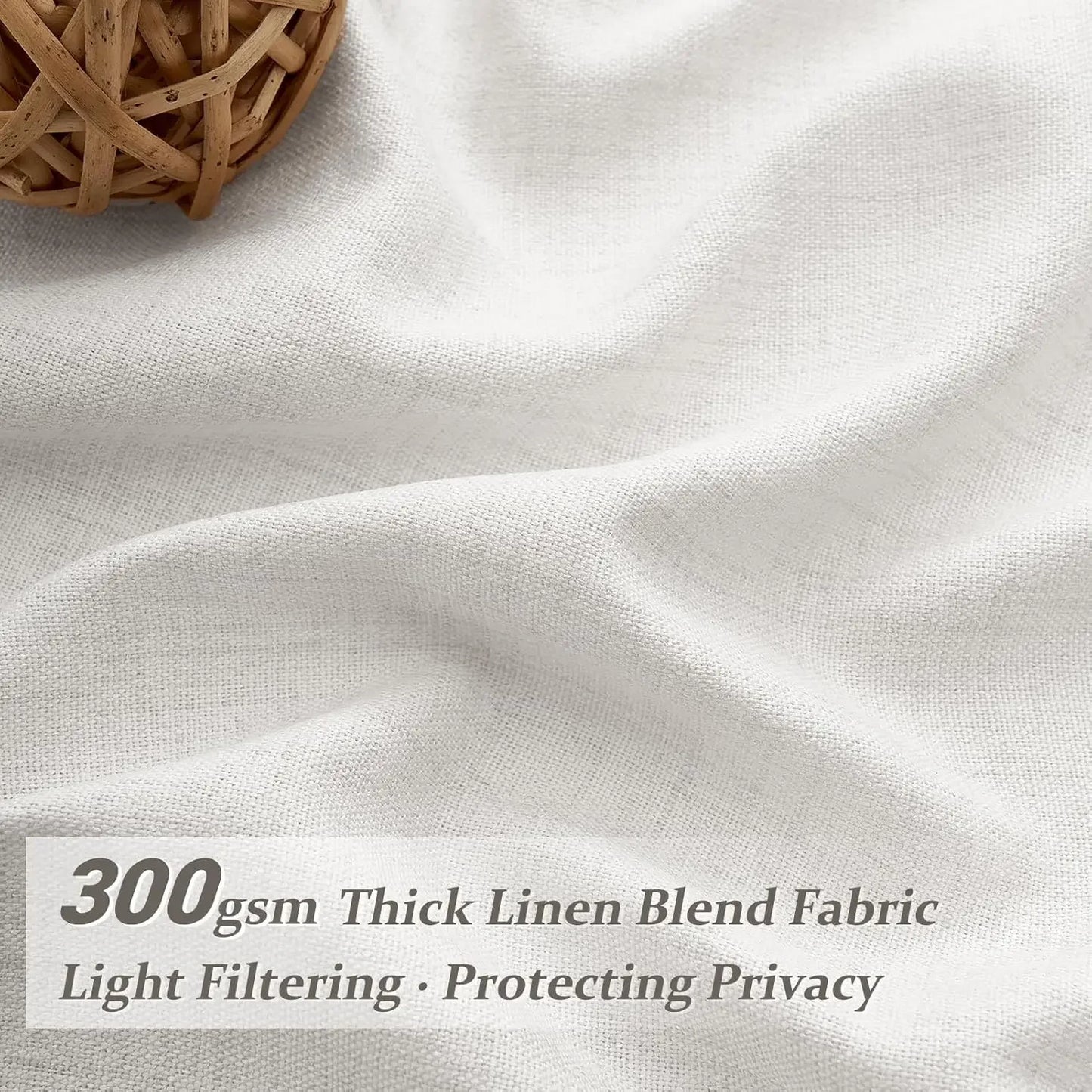 XMSJ Pinch Pleated Linen Blend Curtains Light Filtering