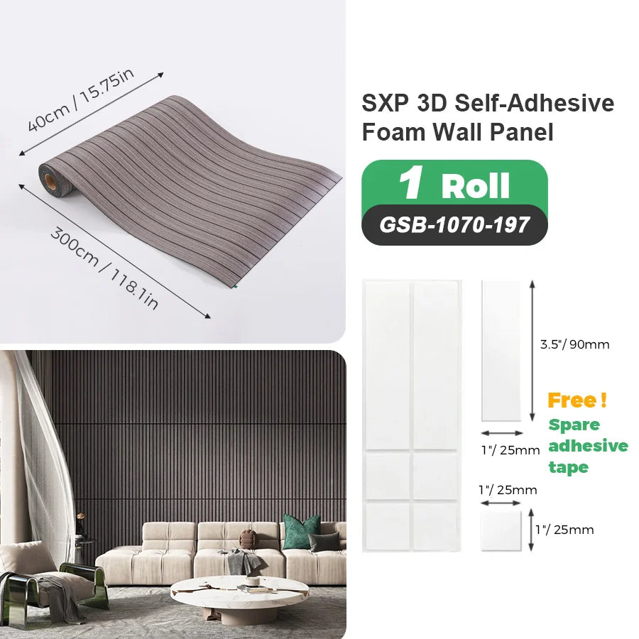 1 Roll Self-Adhesive Grid Wall Sticker SXP Wallpaper Sticker 15.75x118.11inch(12.91 Sq.Ft) Peel and Stick, Suitable for any room