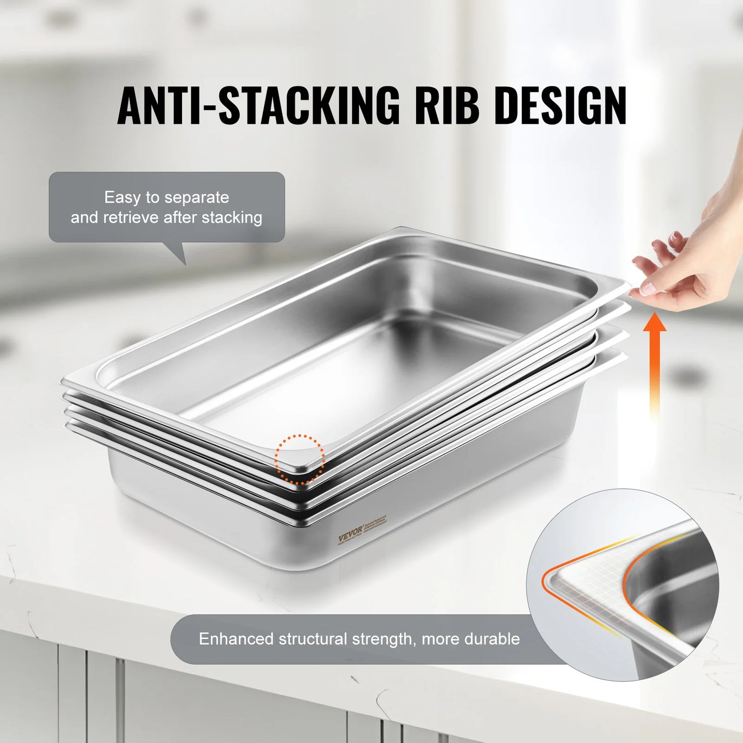 SucceBuy 4 Pack Stainless Steel Hotel Pans With Lid