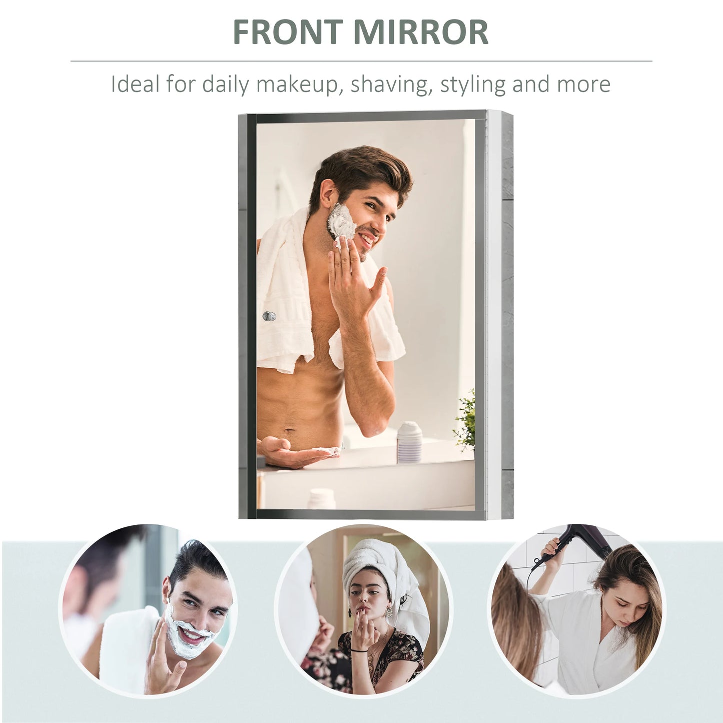 HOMCOM Stainless Steel Mirrored Medicine Cabinet With 3 Shelves