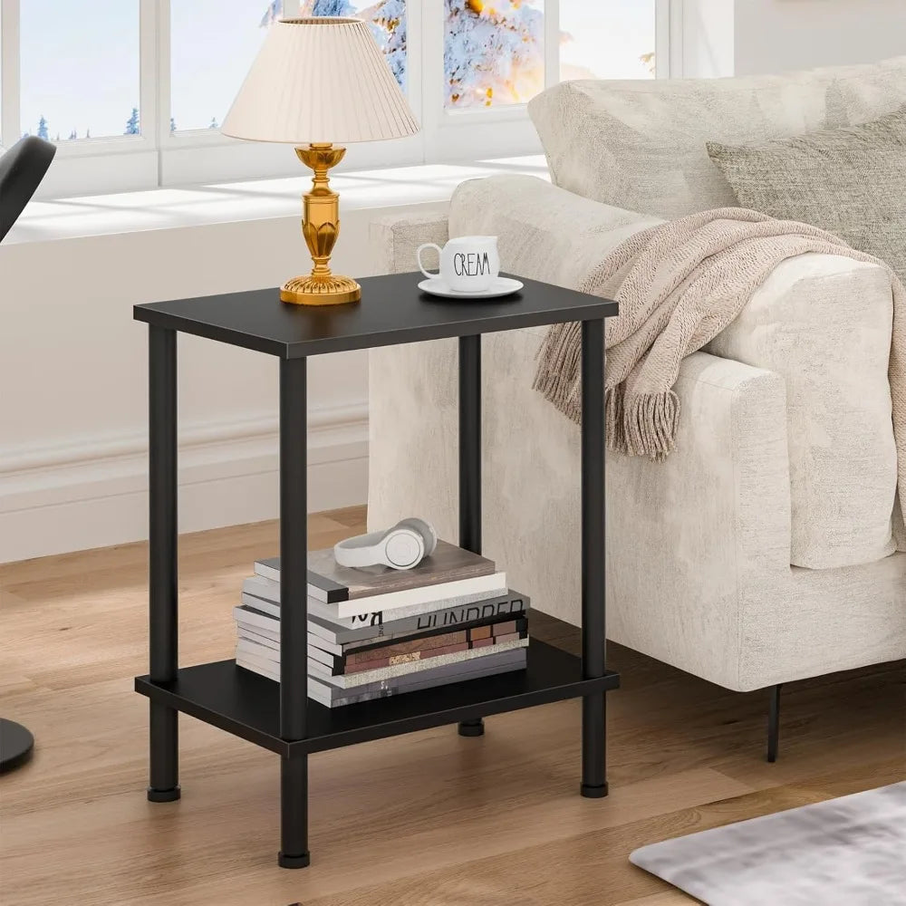 MKDK End Table With Storage Shelf 2 Tier Nightstand