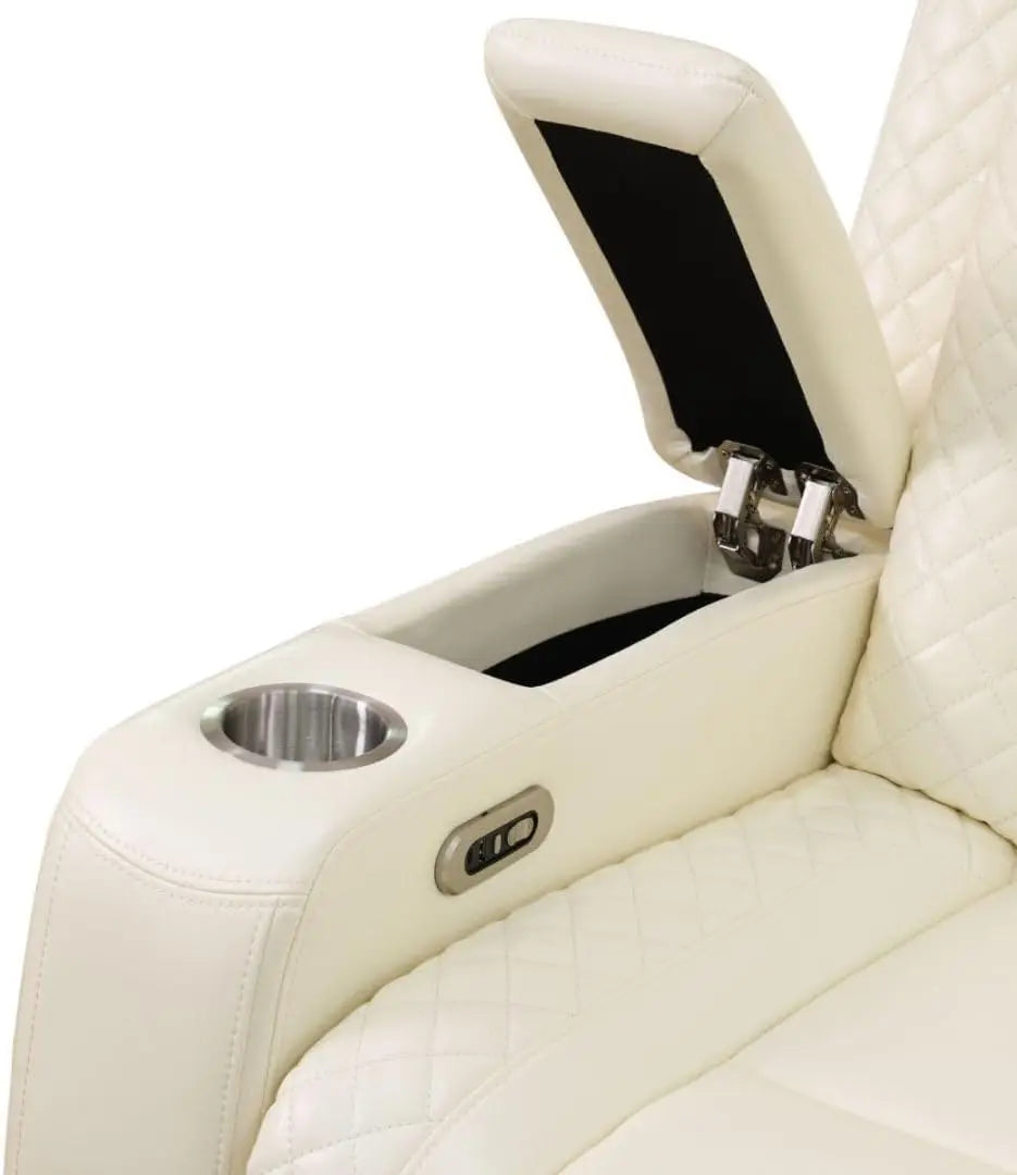 Power Recliner Leather Sofa Set With LED USB Charging