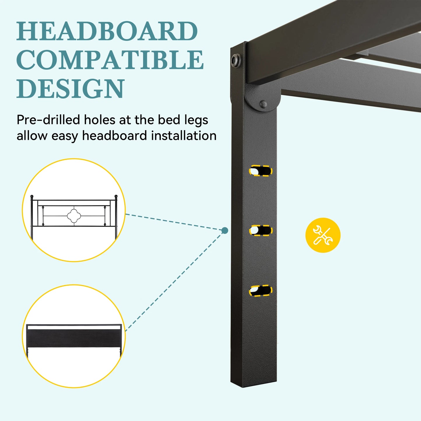 HOOMIC Heavy Duty Metal Bed Frame With Underbed Storage
