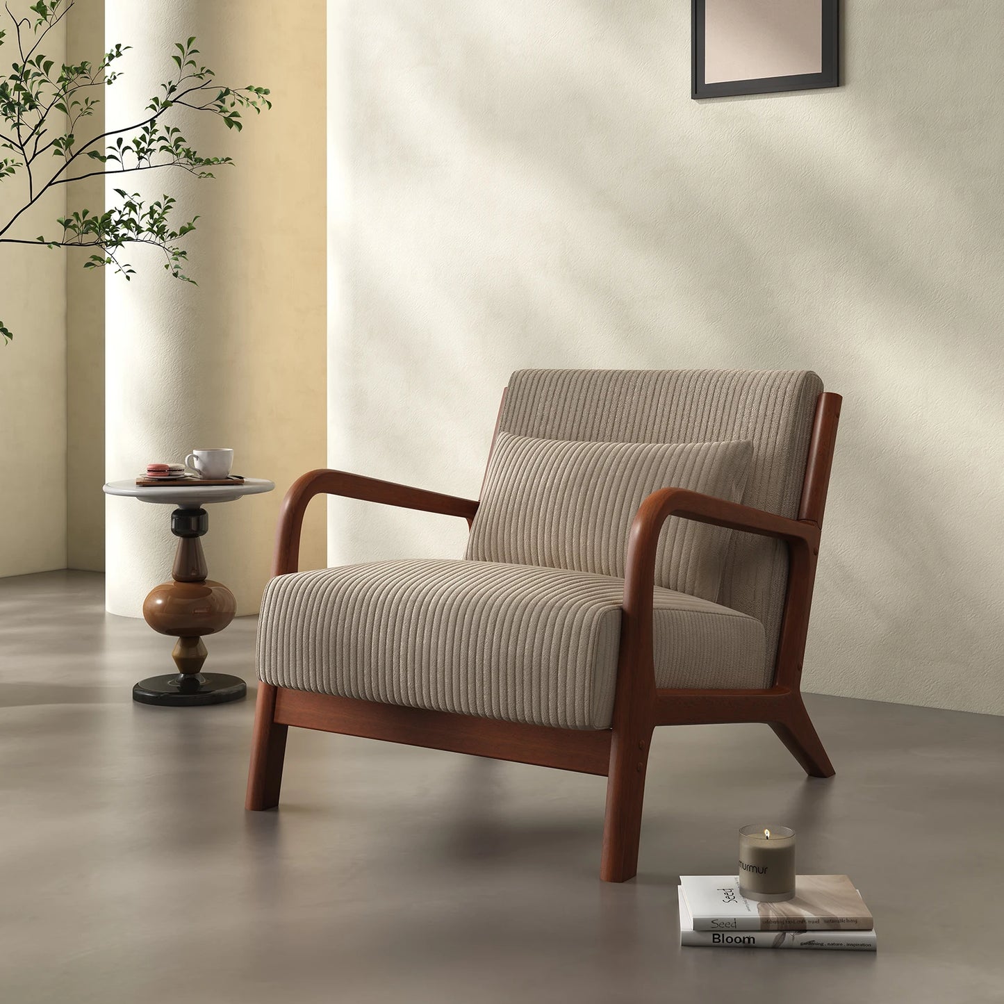 QWICover Mid Century Modern Accent Chair Fabric Armchair