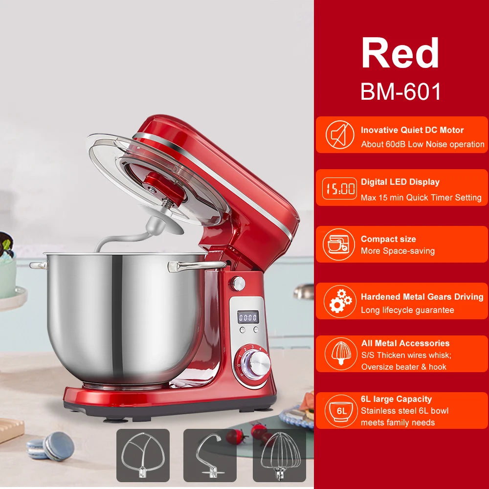 Biolomix 6 Speed Stand Mixer With Blender And Dough Kneader