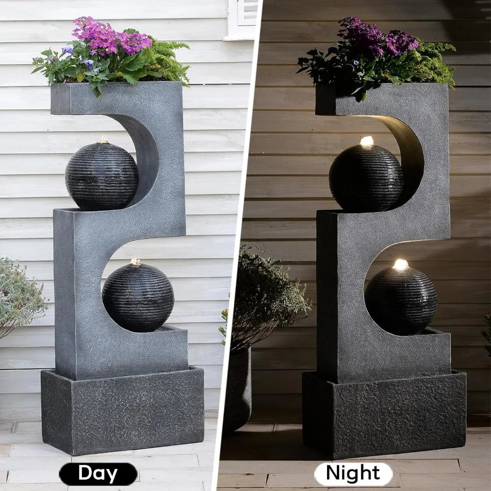 Bumilgar Outdoor Water Fountain With LED Light Sphere