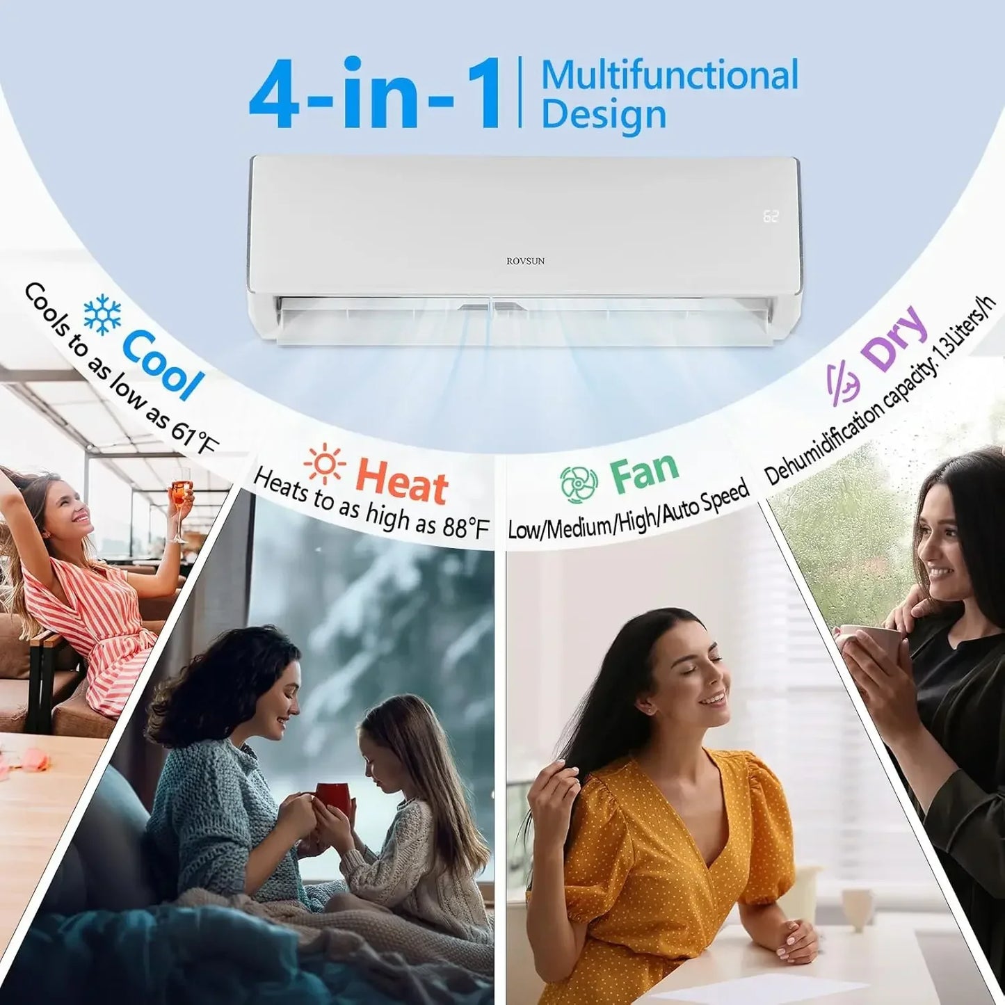 （XMSJ-Hot）11000 BTU Mini Split Air Conditioner & Heater, 17 SEER2 230V Inverter Ductless Wall AC Unit for Rooms up to 700 Sq.