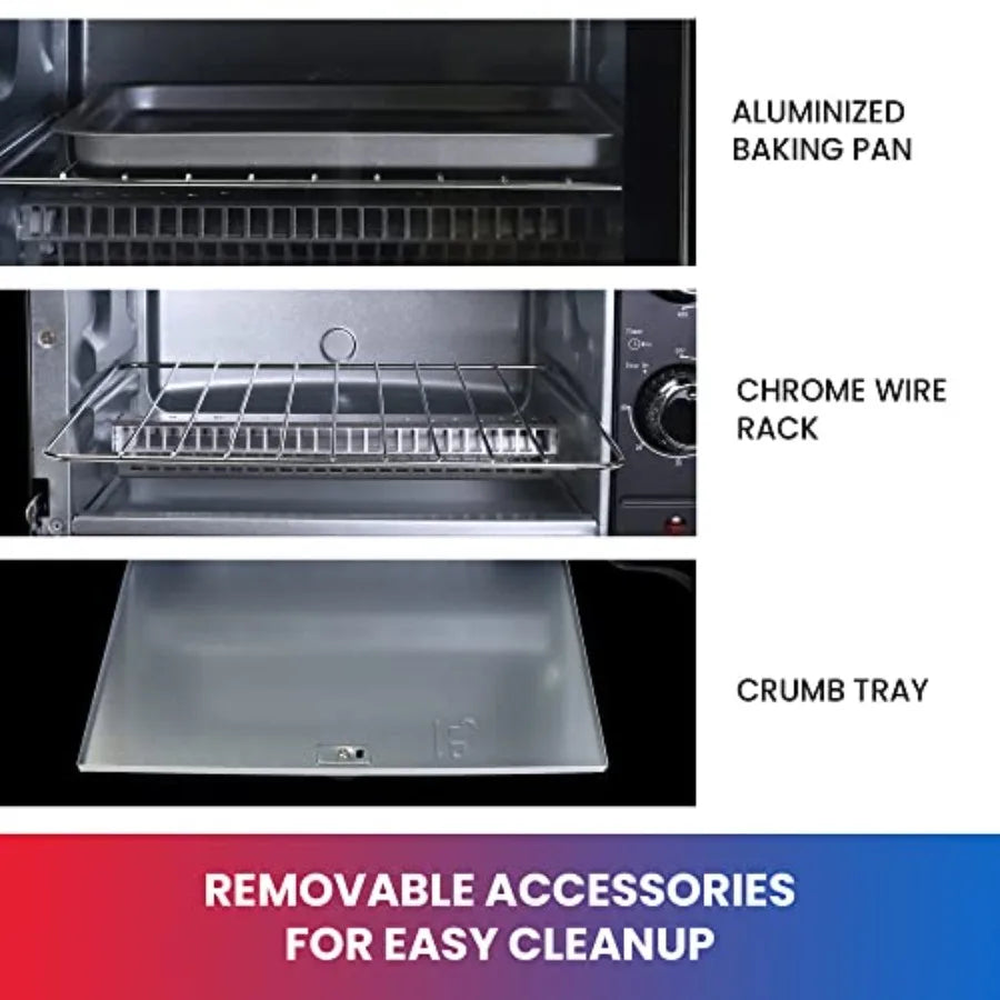 SHXI Toaster Oven Compact Countertop With Toast Bake Broil Timer
