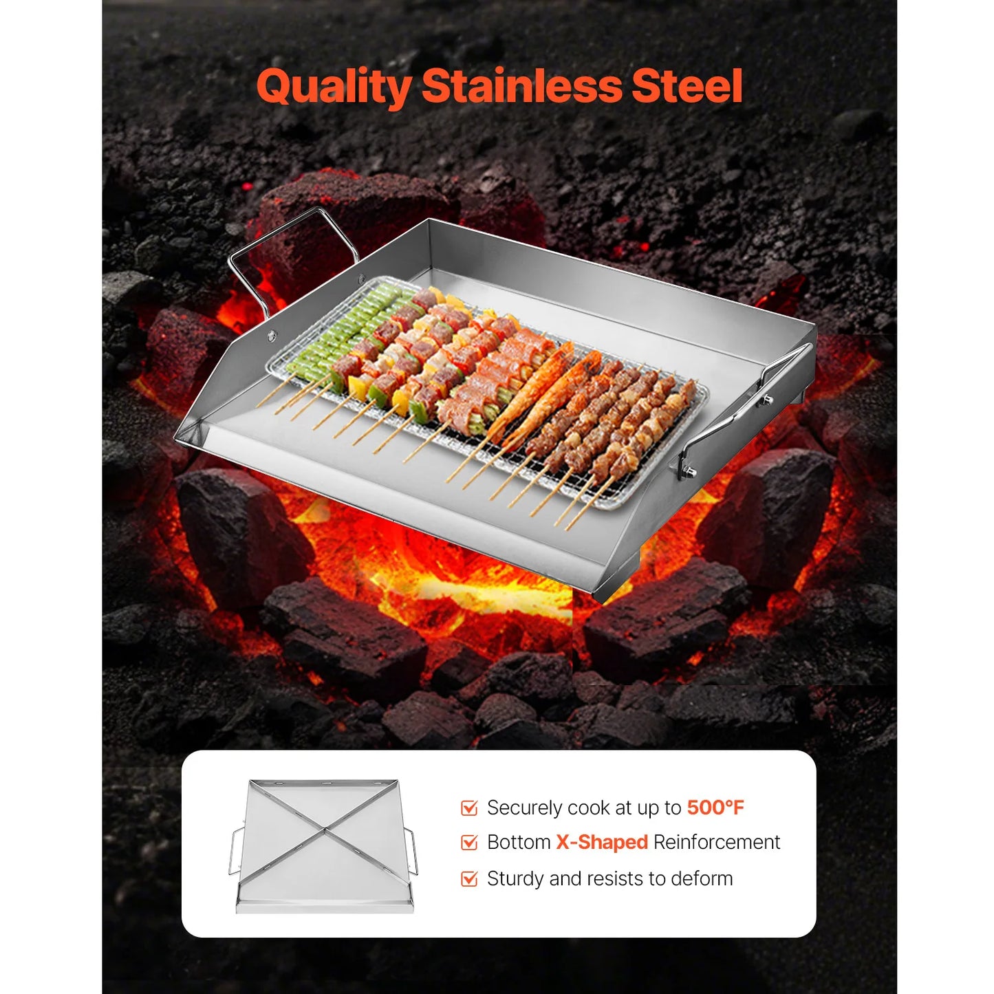 SucceBuy Stainless Steel Griddle Pan Flat Top Gas Grill
