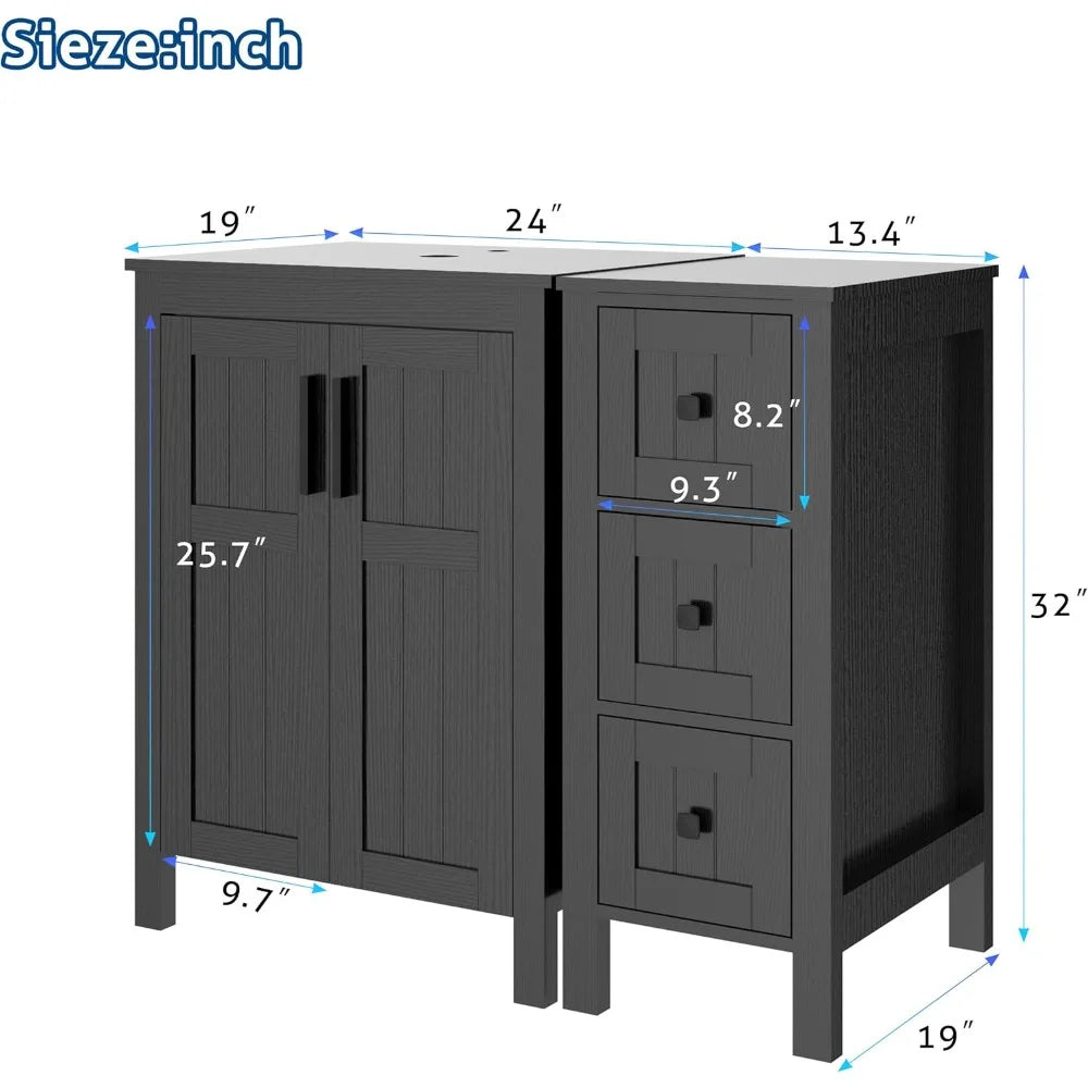Ticify Modern Bathroom Vanity With Sink Cabinet And Drawers