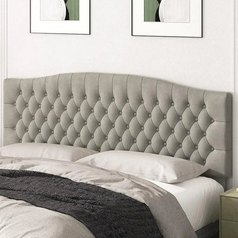 King Headboard Only, Upholstered Head Board for Adjustable Bed Velvet Tufted Cal  Size Wall Mounted