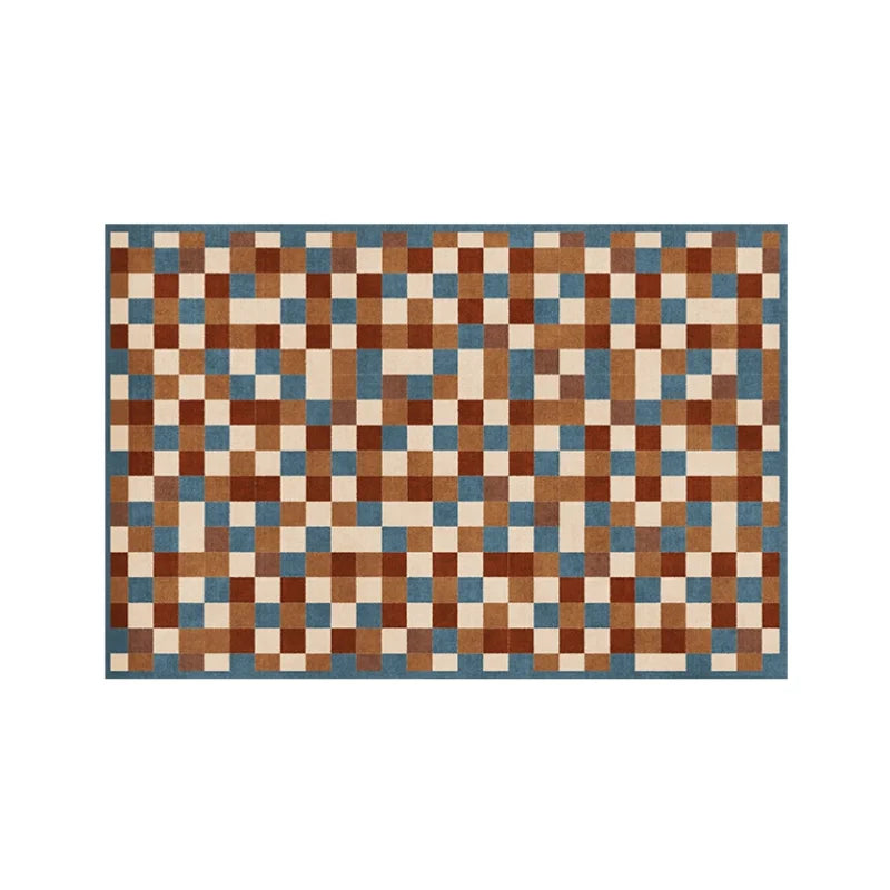 Modern Simple Carpets for Living Room Fluffy Soft  Bedroom Decor Plaid Carpet American Retro Lounge Rug Thickened Washable Mat