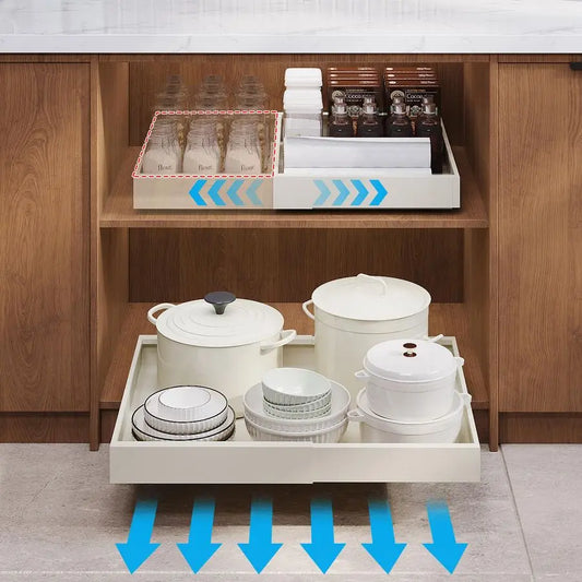 Expandable Pull Out Cabinet Organizer Metal Shelf With Nano Adhesive