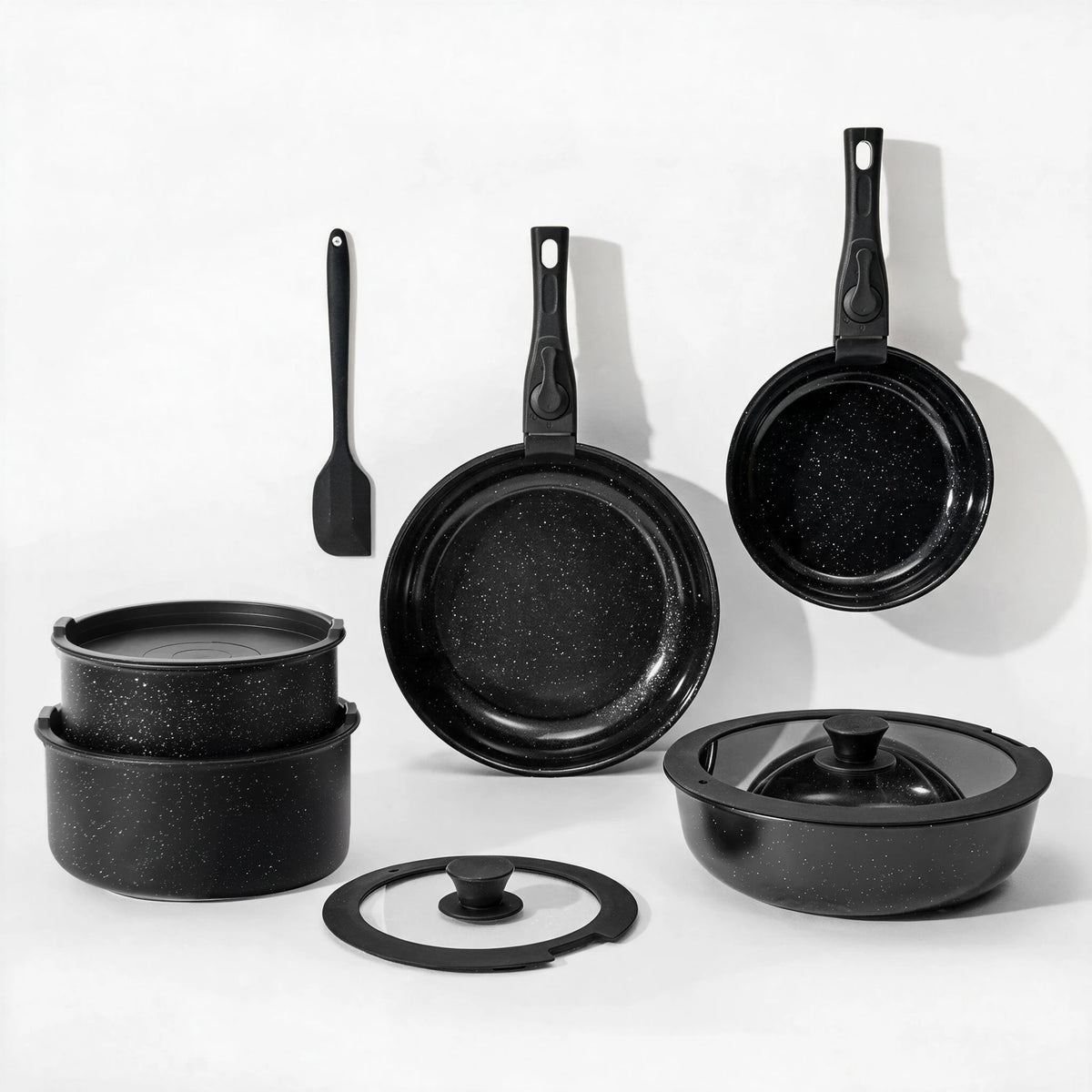 PFAS Free Ceramic Nonstick Induction Cookware Set With Detachable Handles