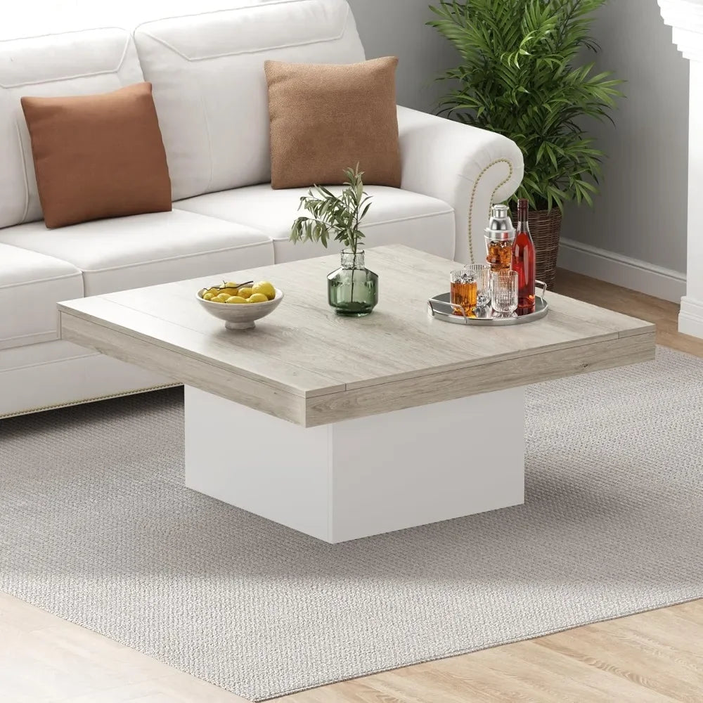 LED Light Square Coffee Table With Plug For Living Room