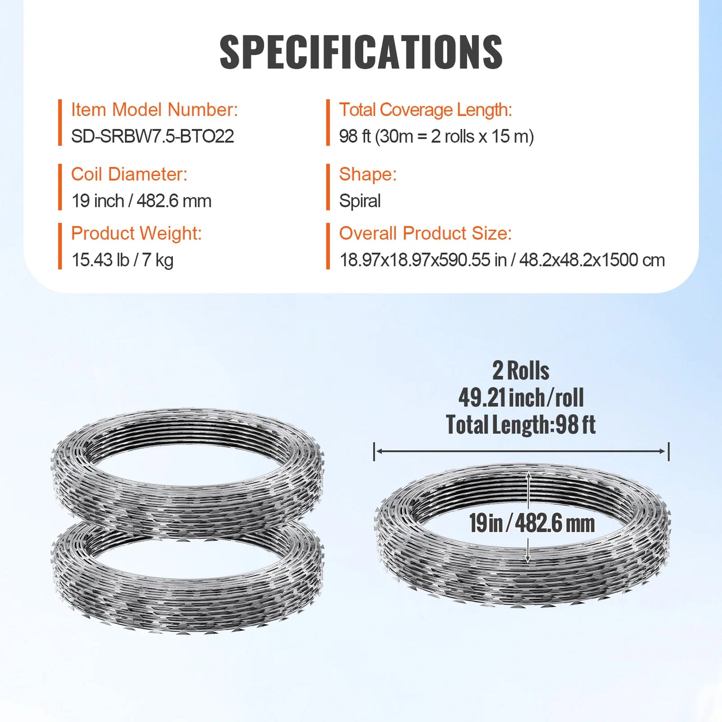 SucceBuy Galvanized Double Spiral Barbed Wire Fence Rolls for Garden