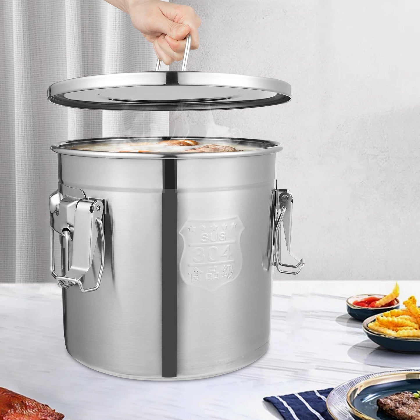 Stainless Steel Rice Storage Dispenser Bucket for Pantry