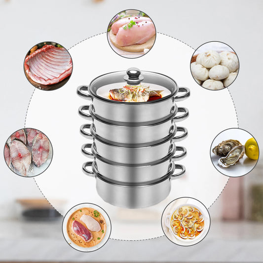 Five Tier Stainless Steel Steamer Pot for Cooking Vegetables