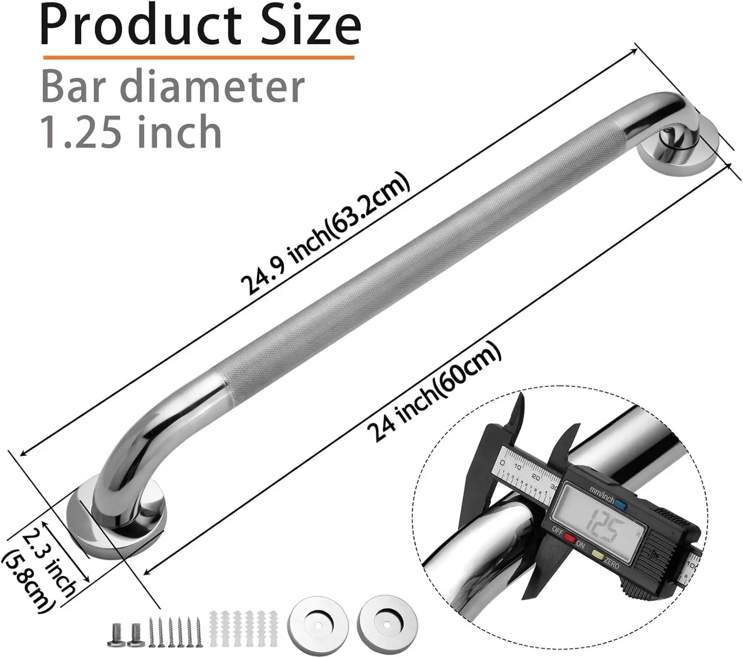 Two Pack Stainless Steel Shower Grab Bars for Bathroom Safety