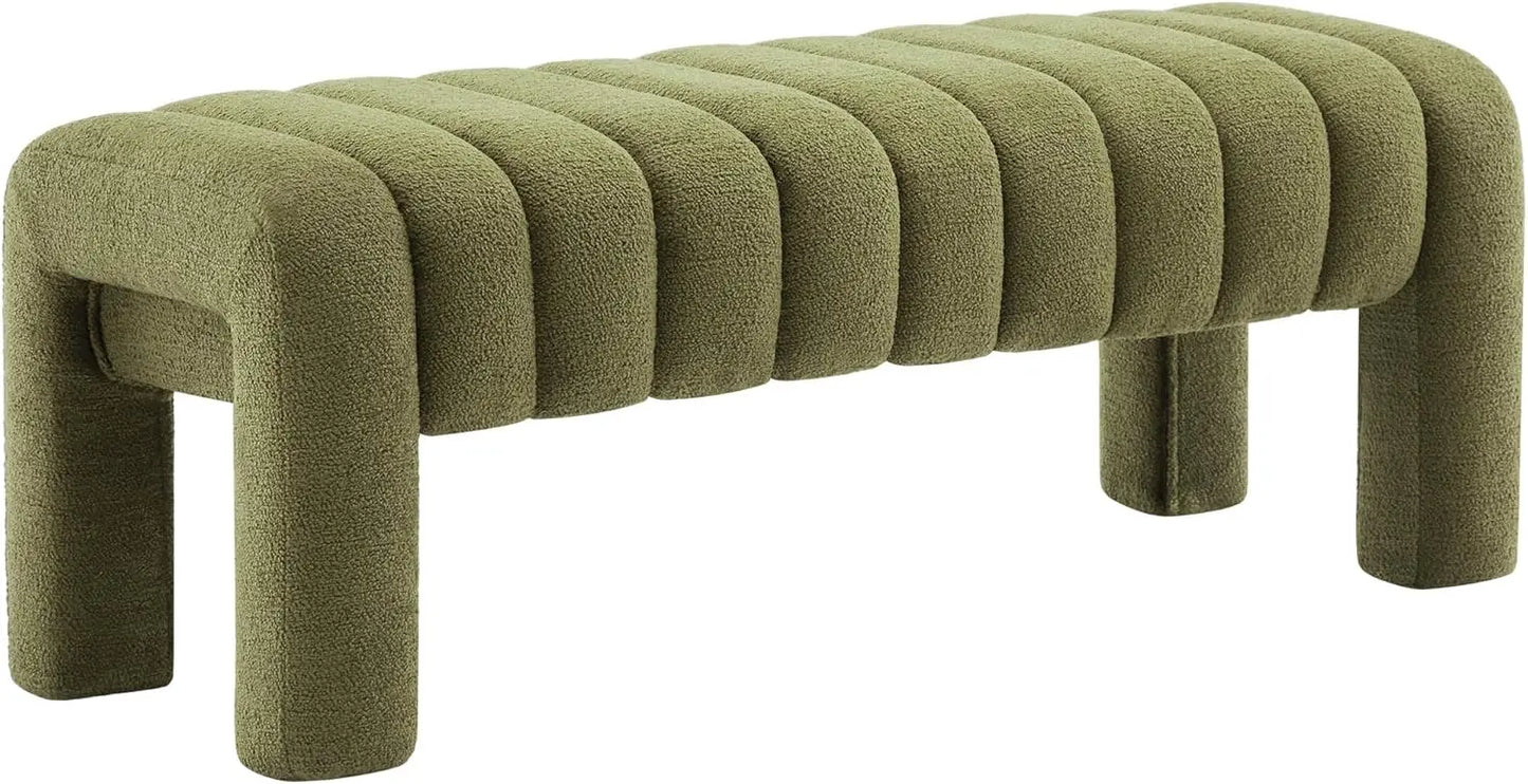 Angduo Upholstered Bench Entryway Ottoman With Wood Legs