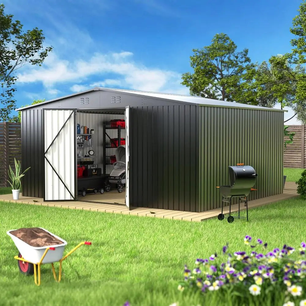 Weatherproof Metal Outdoor Storage Shed For Garden Tools