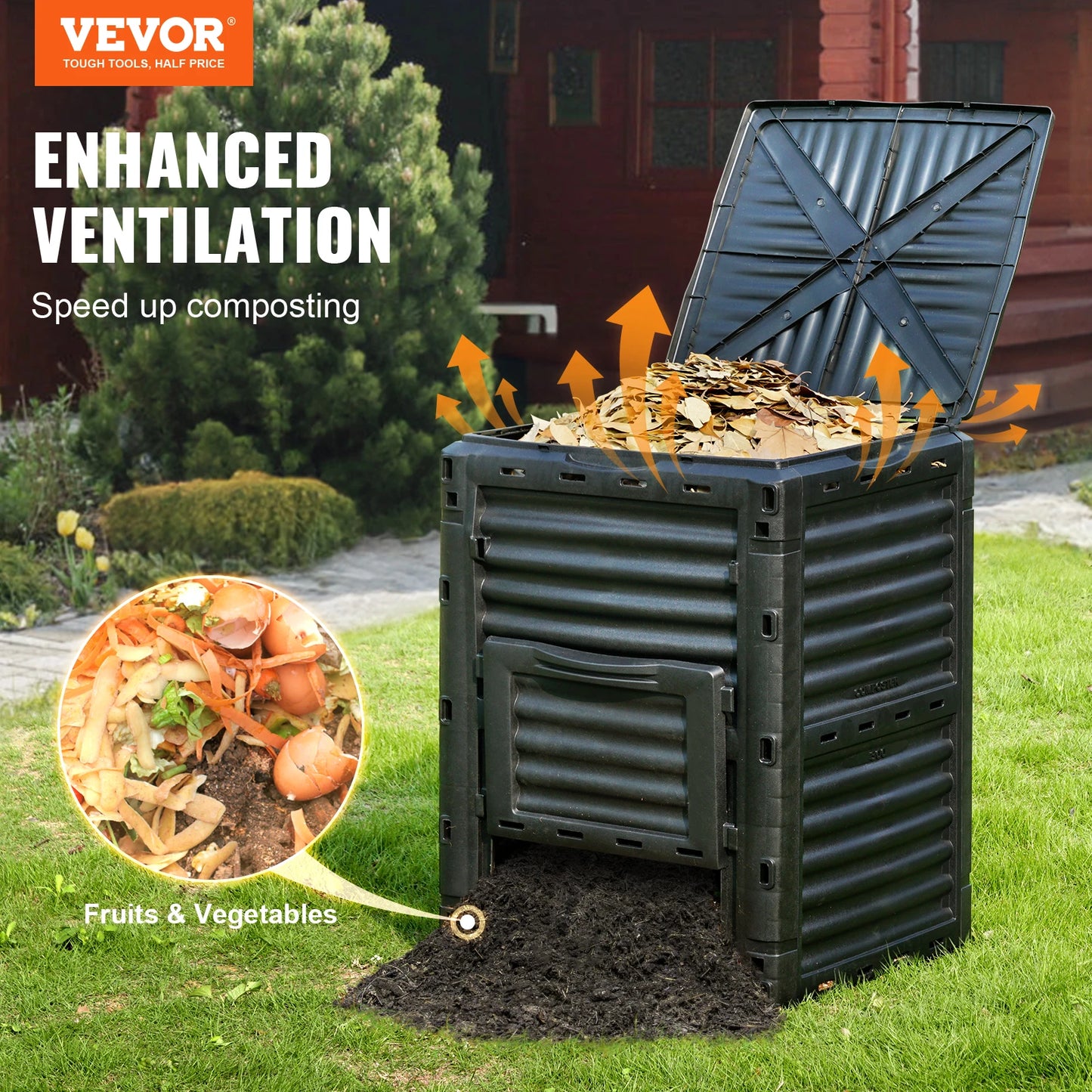SucceBuy Garden Compost Bin 80 Gal Outdoor Composter