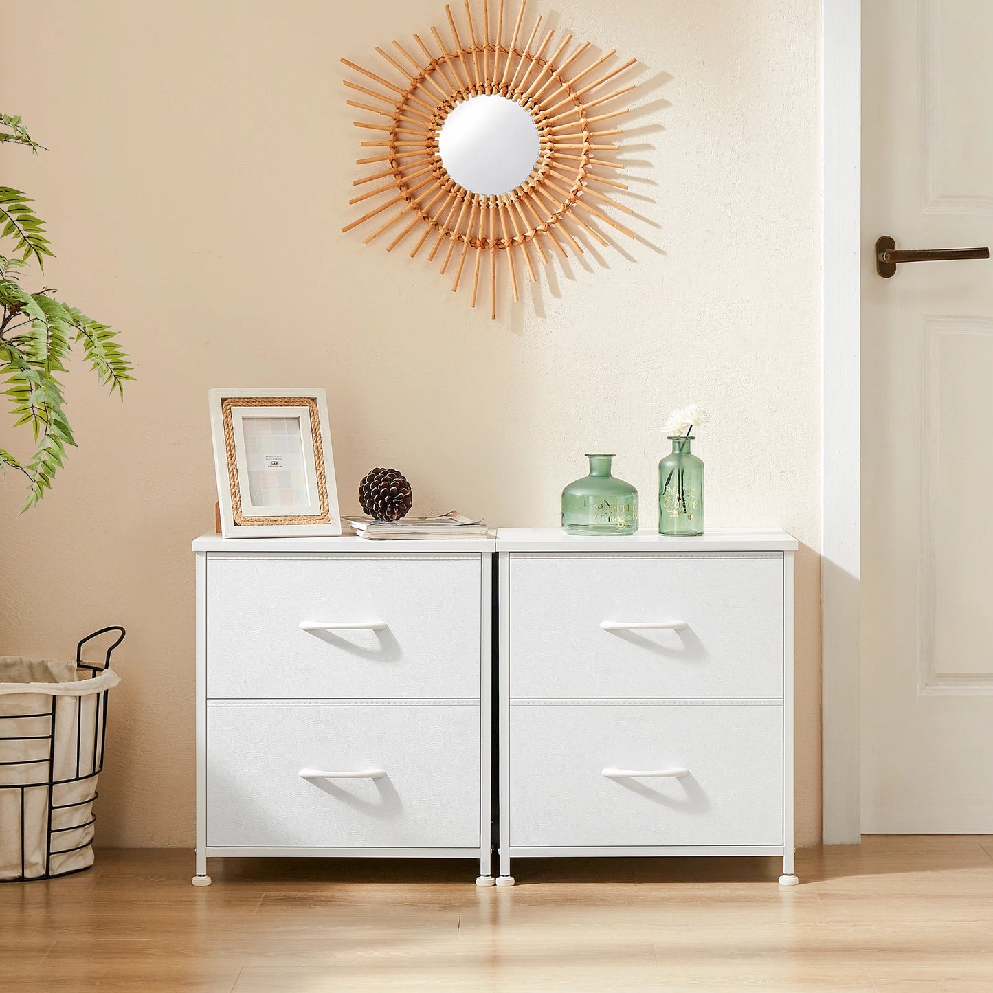 JHK Nightstand Bedside Table With Storage Drawers For Bedroom