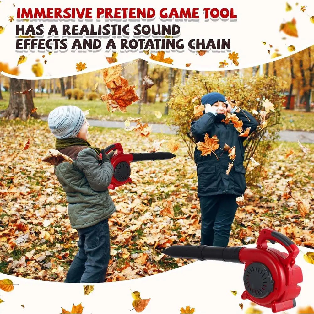 7 Piece Kids Electric Garden Tool Set Leaf Blower Chainsaw
