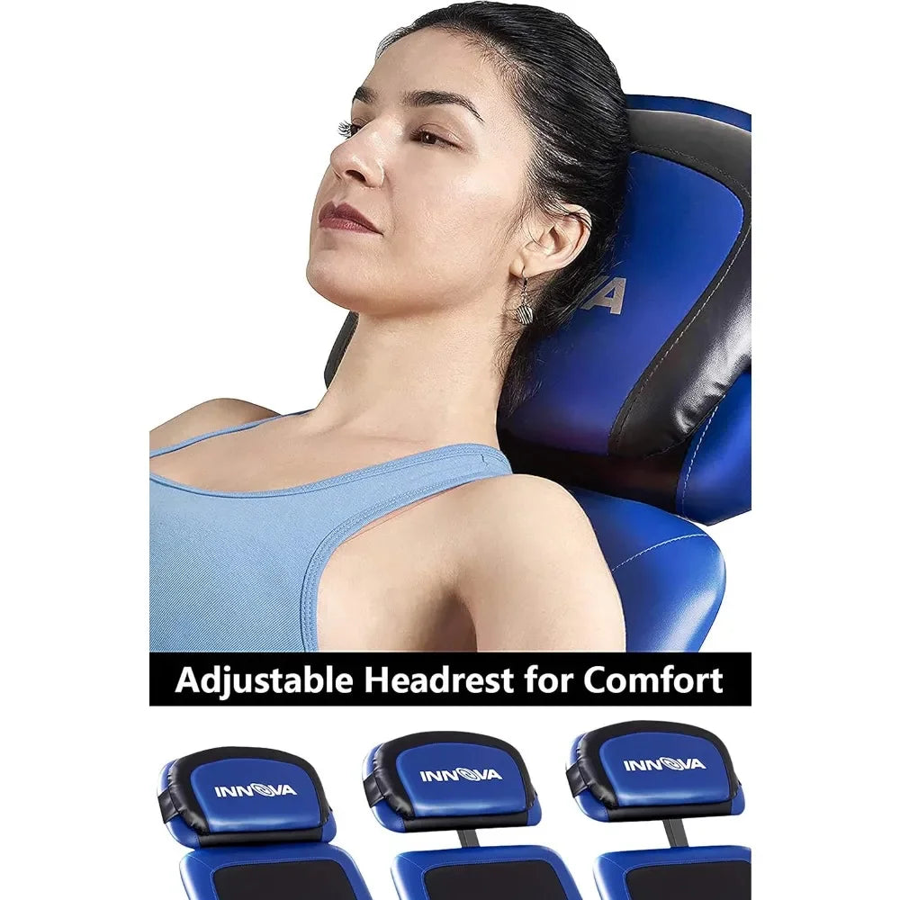 Customizable-INNOVA HEALTH AND FITNESS ITM4800 Advanced Heat And Massage Inversion Table,Black/ Blue / Gray