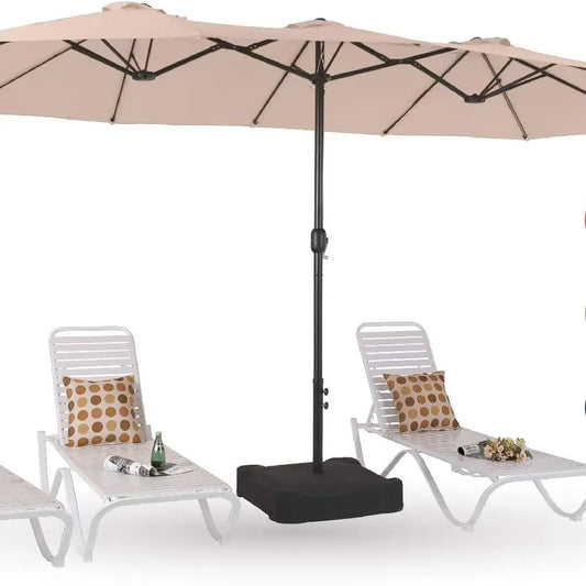 Rectangle Patio Umbrella With Stand Double-Sided Market Umbrella