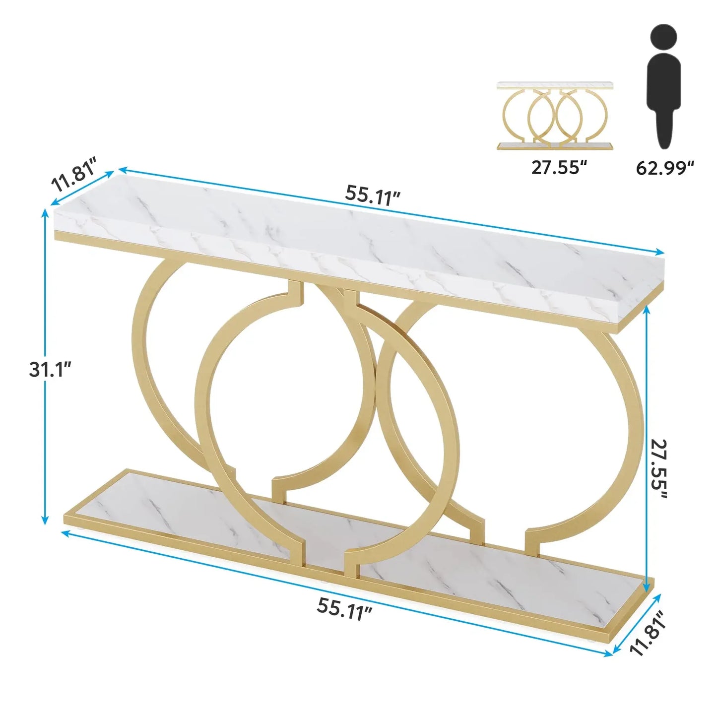 Tribesigns Faux Marble Console Table Modern Entryway Sofa Table