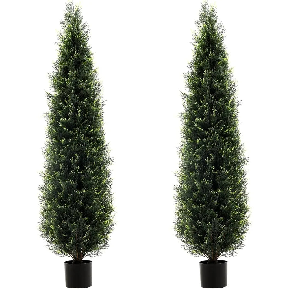 Eve 2 Pack Artificial Cedar Topiary Trees Outdoor Decor