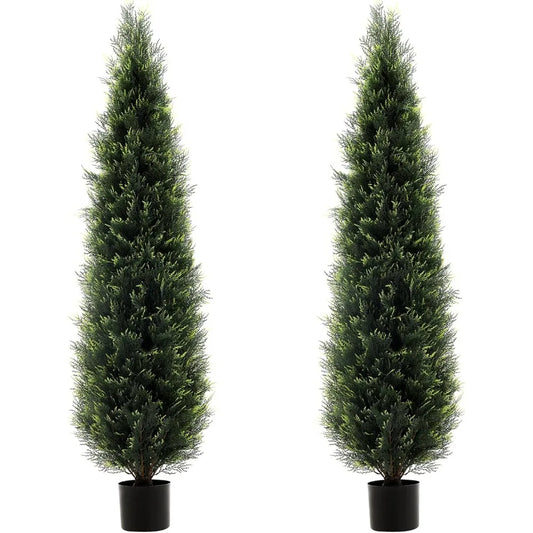Eve 2 Pack Artificial Cedar Topiary Trees Outdoor Decor