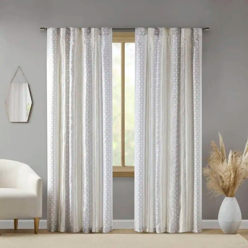 Hign-concerned Curtain Panels Tufted Stripe Poly 2-Pack