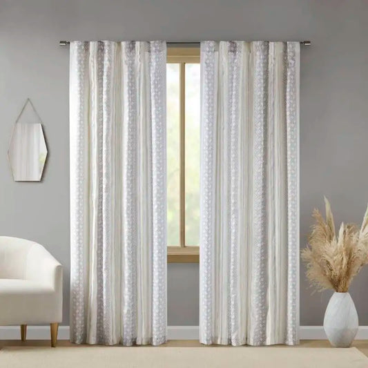 Hign-concerned Curtain Panels Tufted Stripe Poly 2-Pack