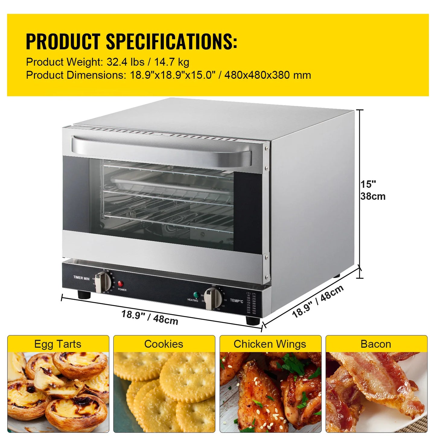 SucceBuy Electric Oven Commercial Multifunction Countertop Convection Oven